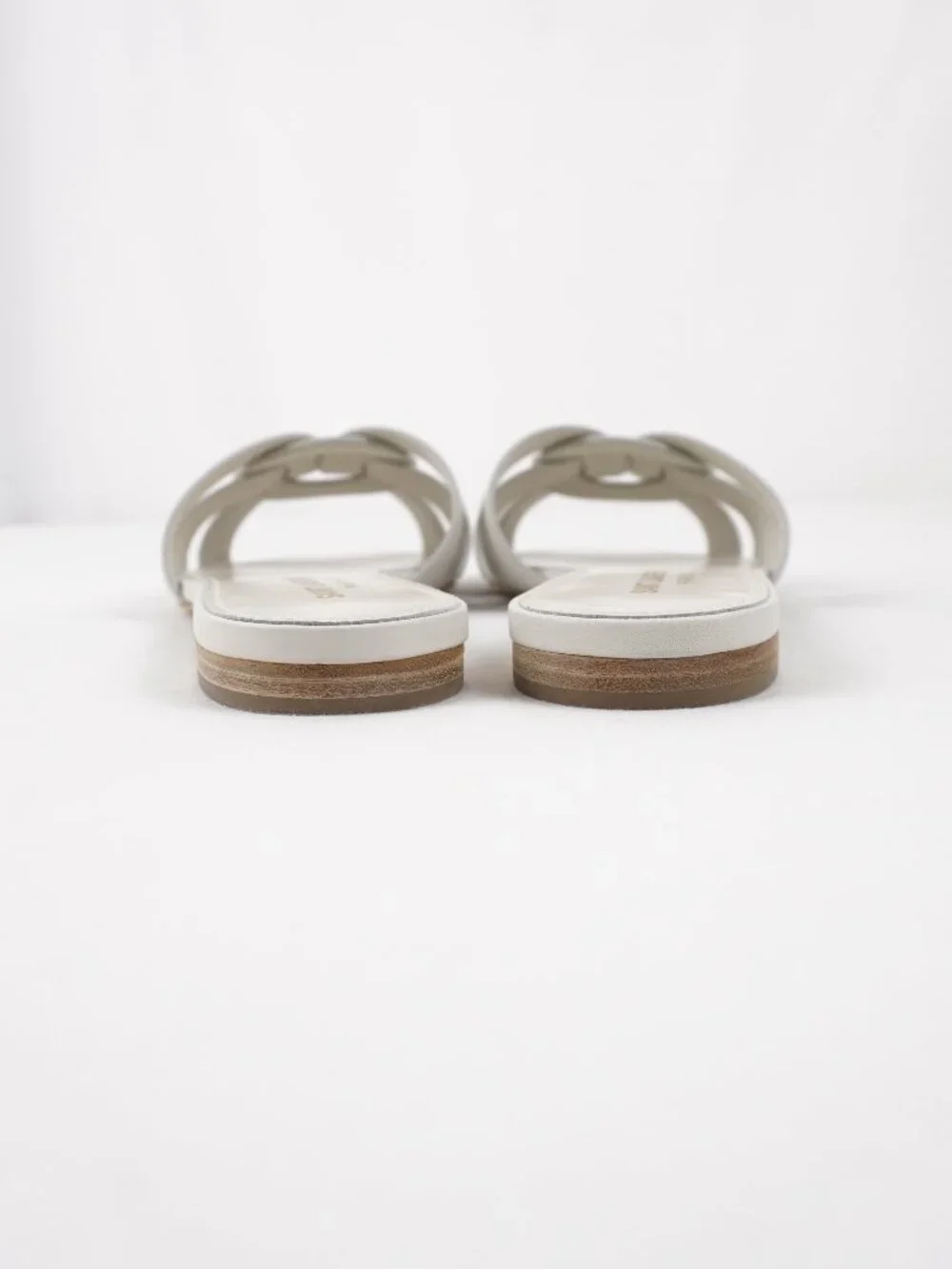 Saint Laurent Tribute Mule Slide-On Sandals In White Leather - Size US 6 (New) - Picture 7 of 14